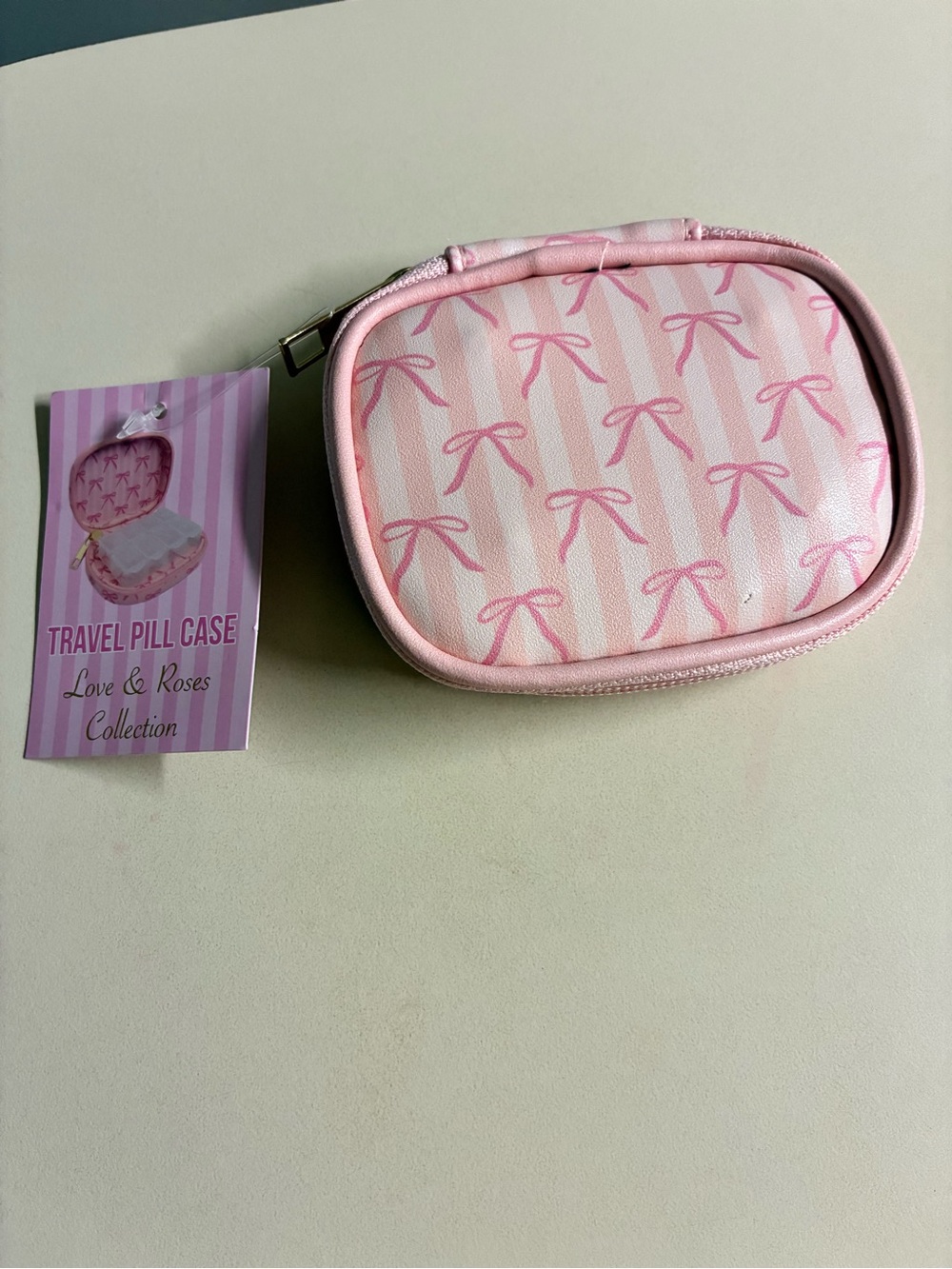 Love & Roses Pink Travel Pill Case -  Accessories